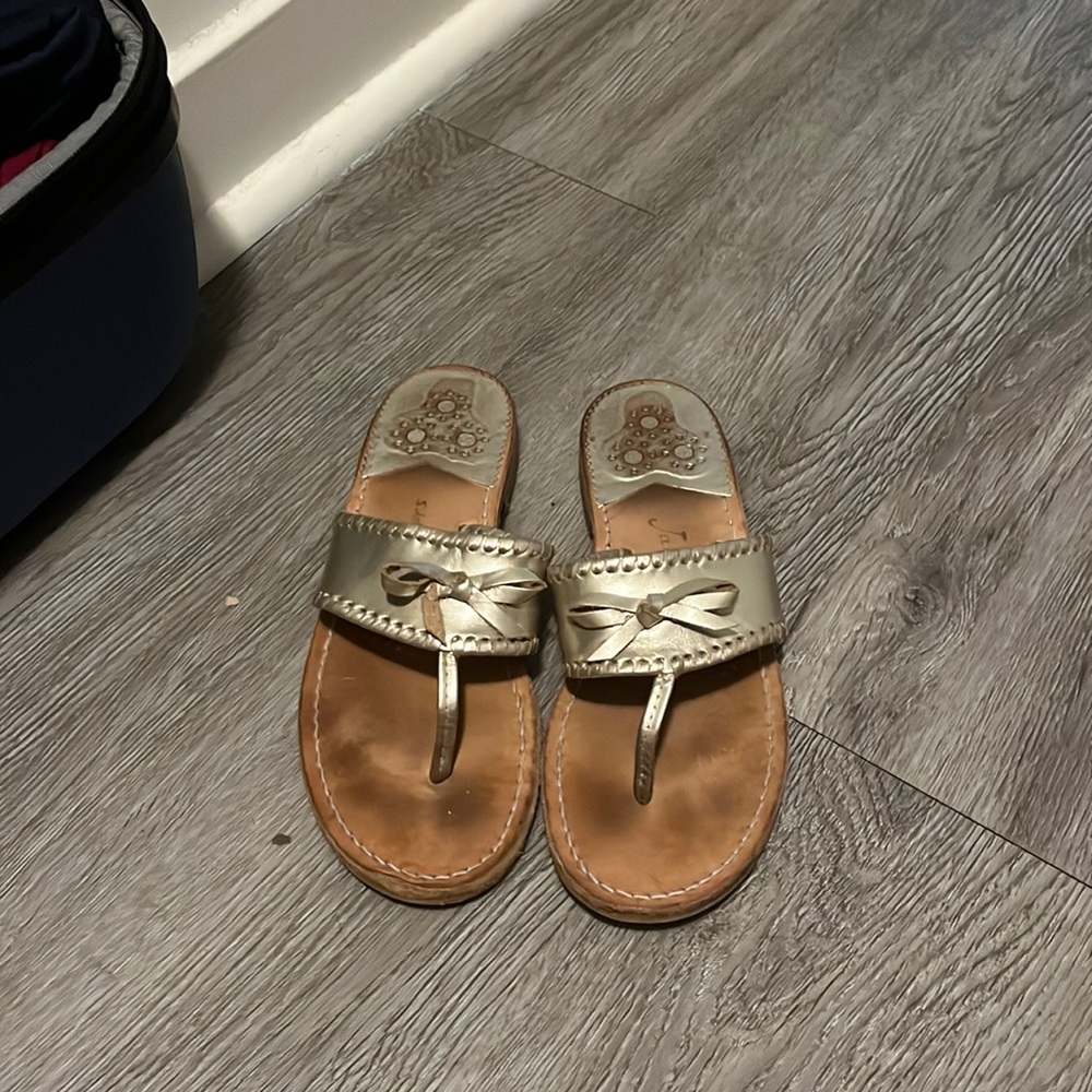 Jack Rodgers Adeline Gold Sandal Size 7